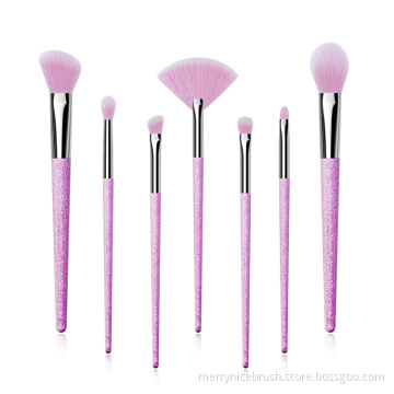 Merrynice new arrival private label pink 7Pcs makeup brush set brushes custom logo
